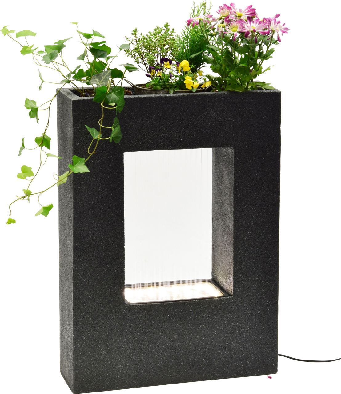 dobar Großer Design-Gartenbrunnen mit LED´s rechteckig