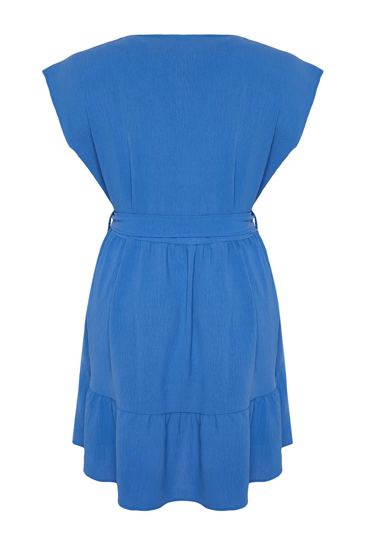Trendyol Curve  Indigoblaues gewebtes Kleid mit Gürtel TBBSS22EL1670