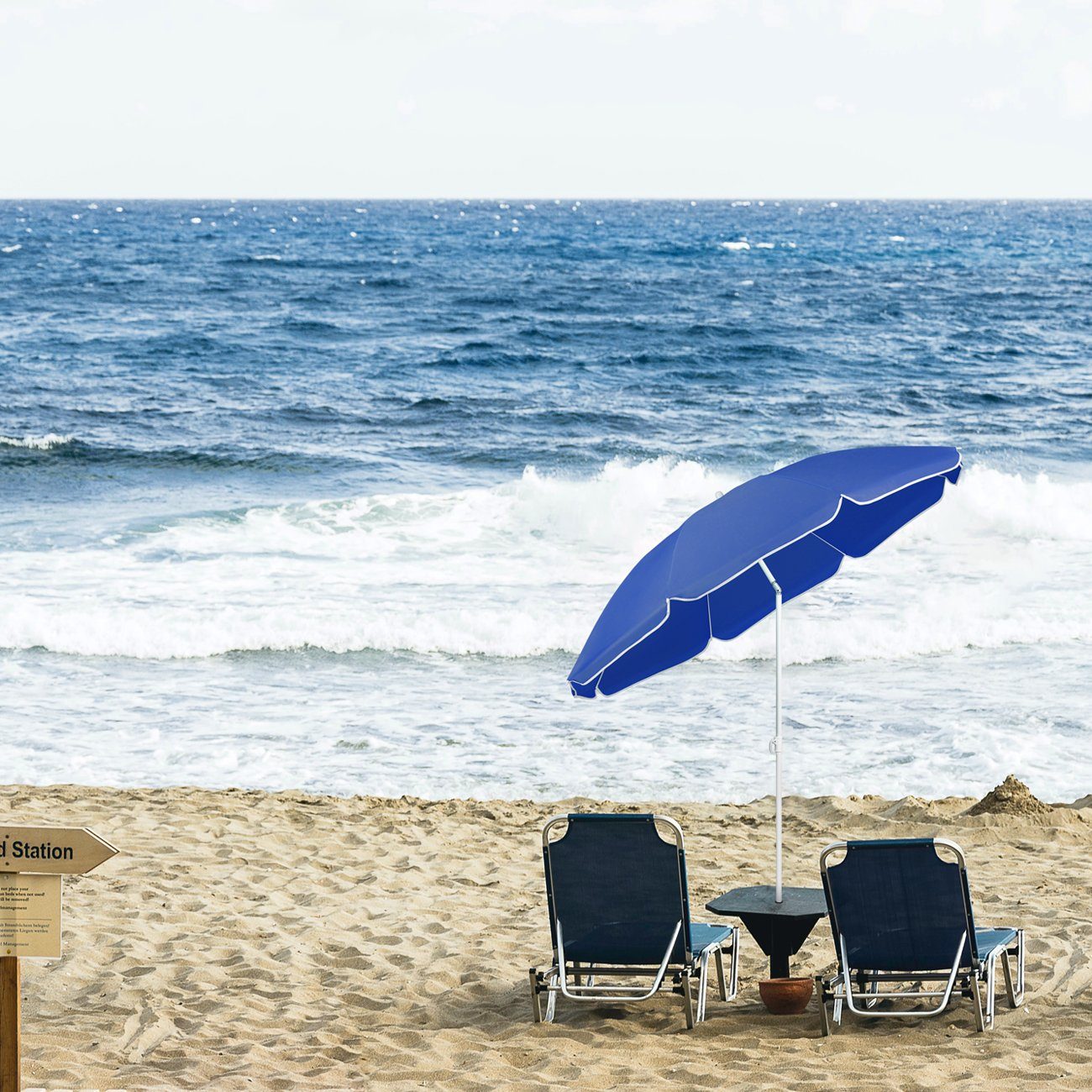 Sekey Sonnenschirm Balkon Schirme Ø 160 cm Strandschirm Balkonschirm mit Schutzhülle, Neigungswinkel verstellbar, Strandschirm mit Schutzhülle