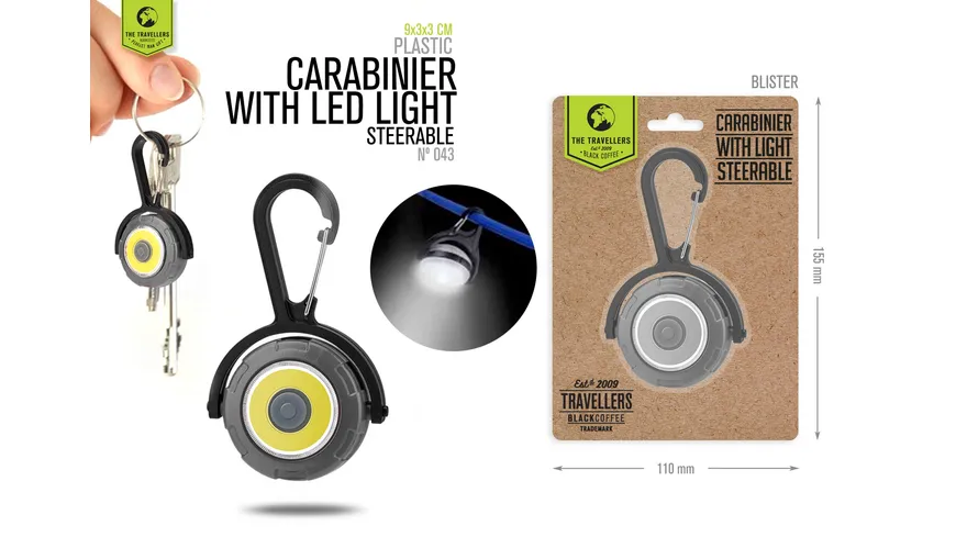 BLACK COFFEE Karabiner mit LED-Licht