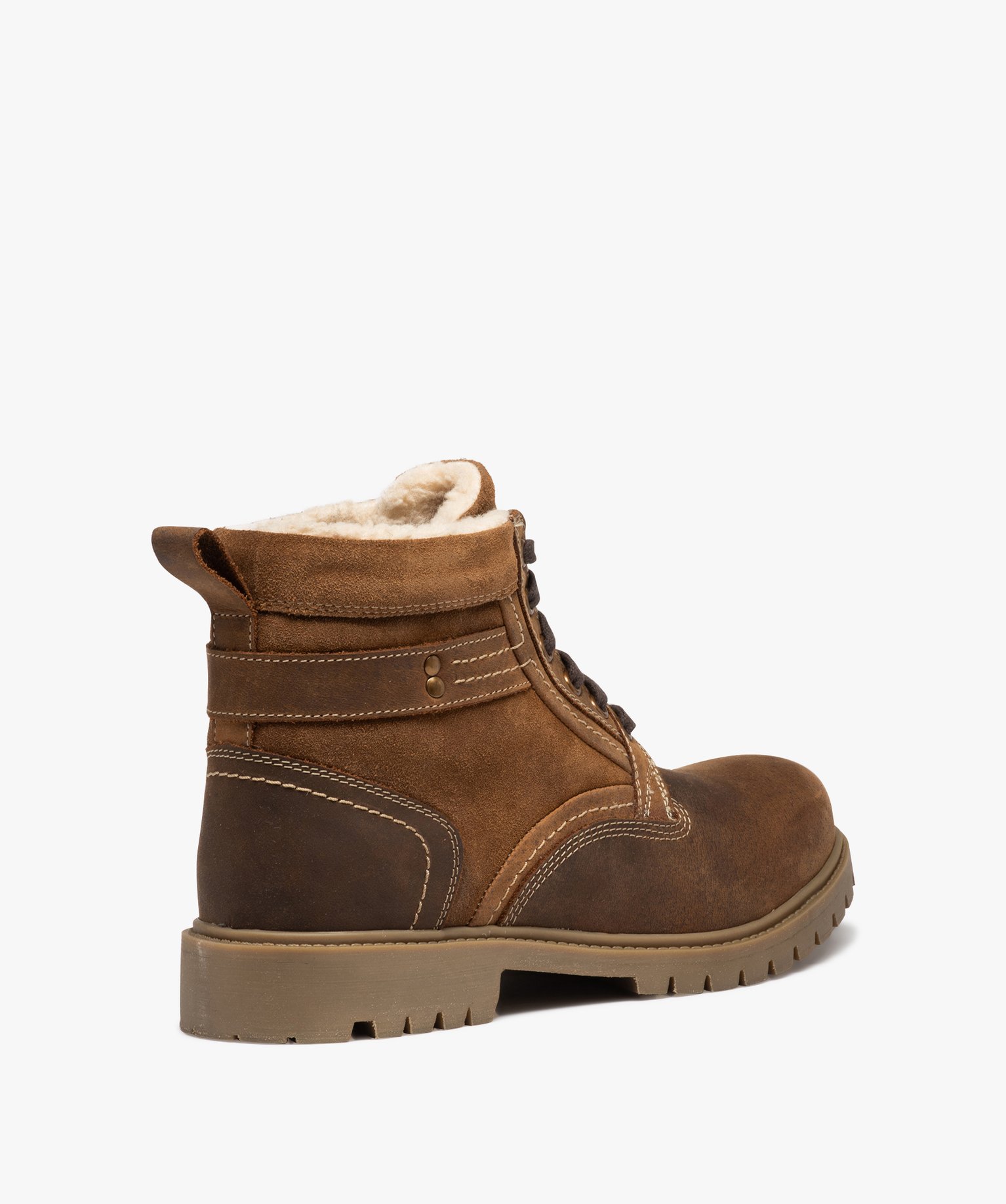 Boots homme mid-cut unies fourrées Sherpa marron | GEMO