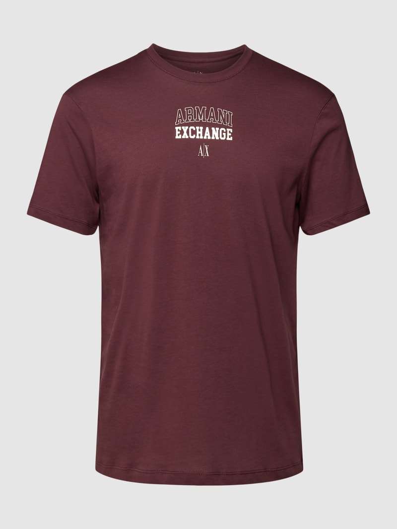 T-Shirt mit Rundhalsausschnitt und Logo-Print in bordeaux rot