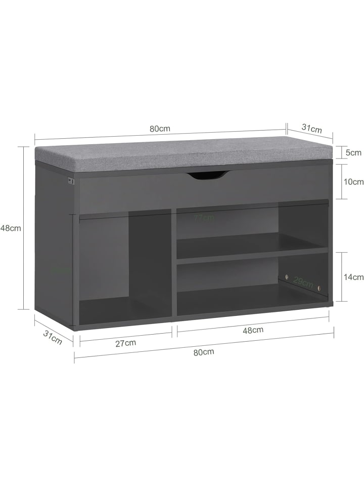 SoBuy Schuhbank in Dunkelgrau - (B)80 x (H)48 x (T)31cm günstig kaufen onesize