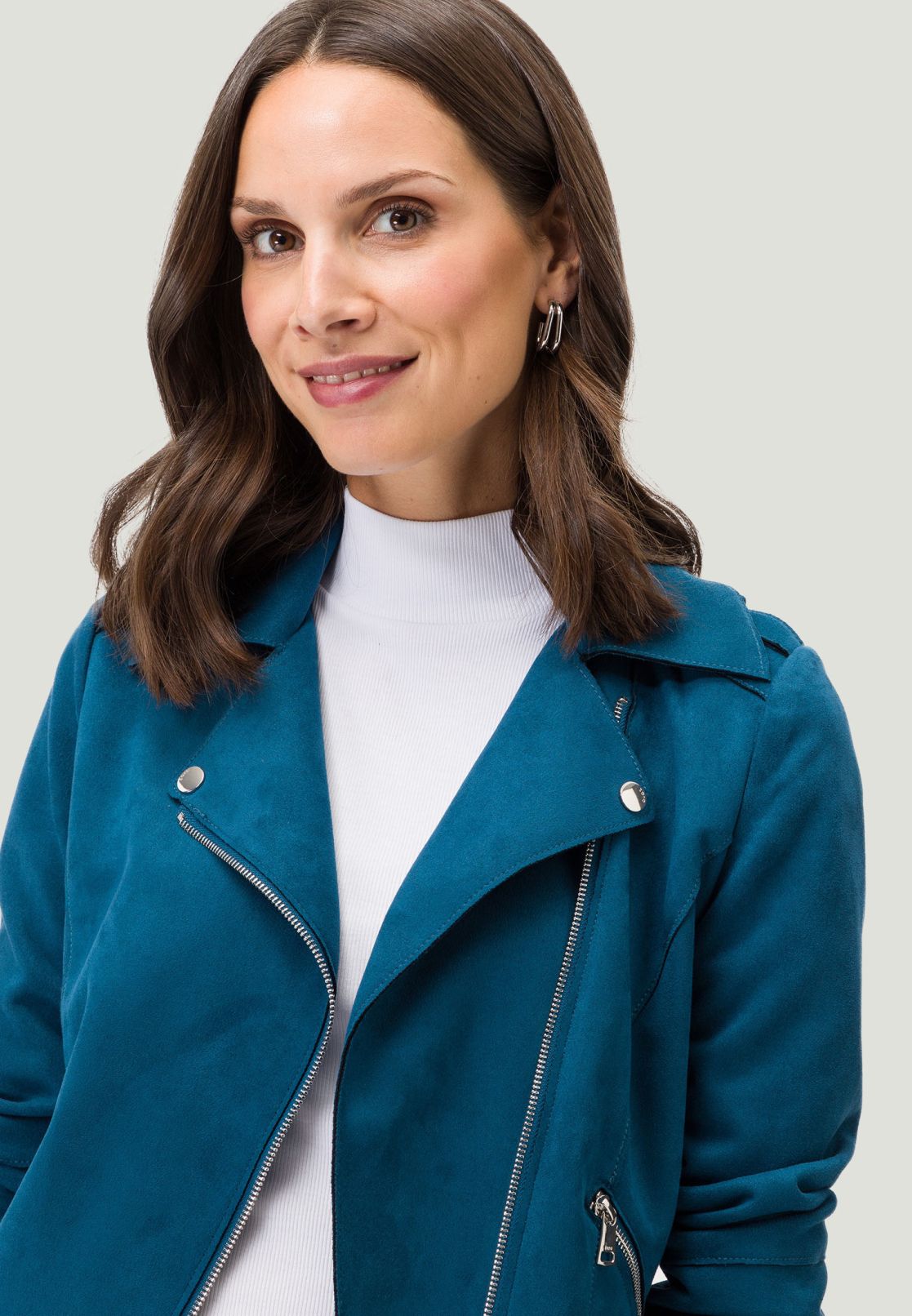 Bikerjacke in Veloursleder-Optik
