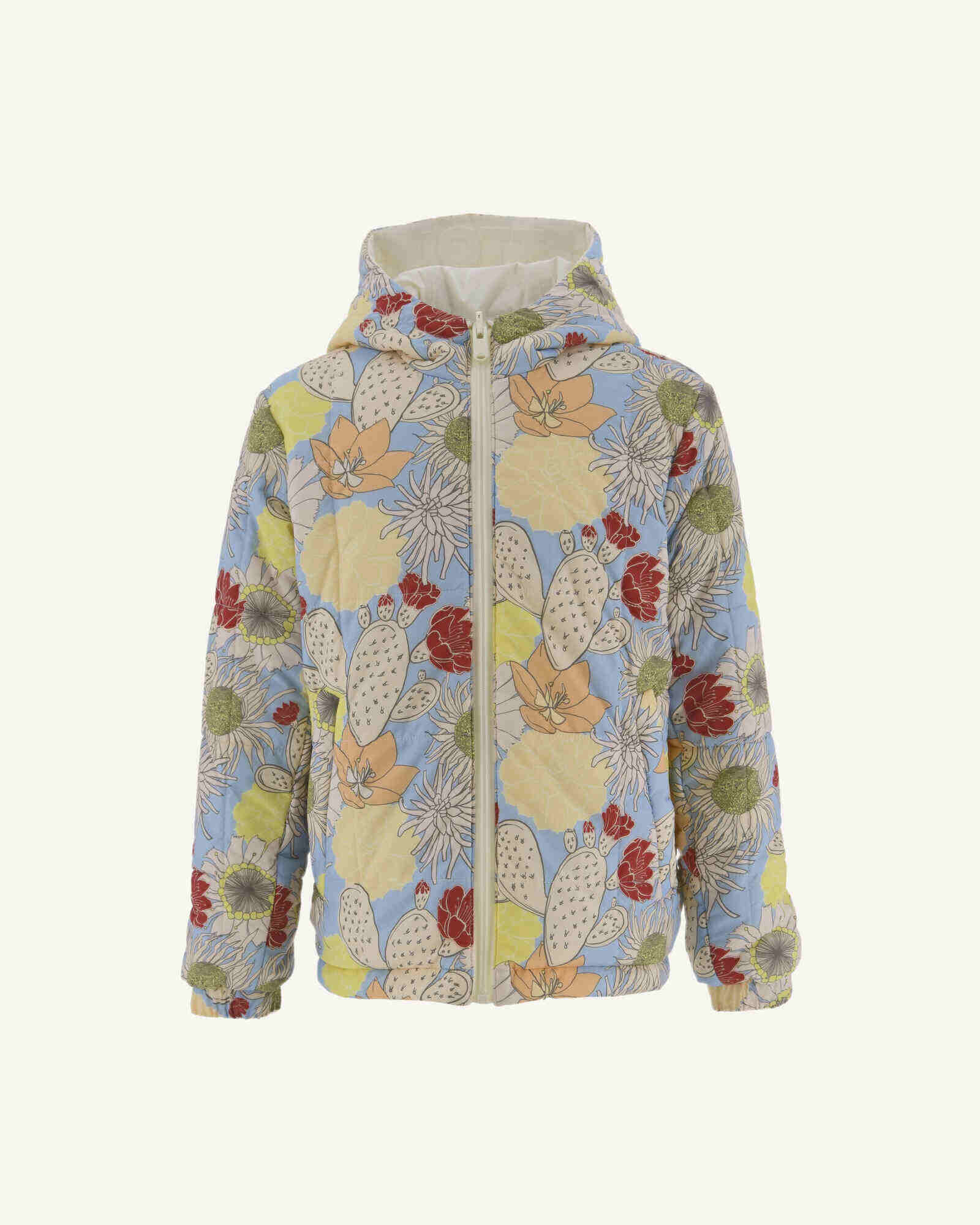 Doudoune Ultralight réversible à capuche Ecru/Bohemian bleu enfant Ros