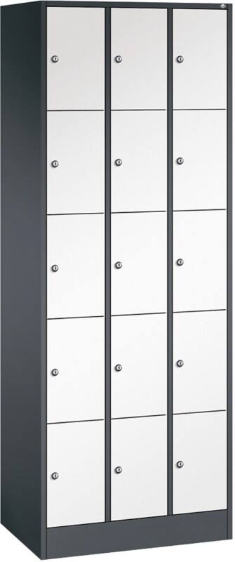 C P Serie 8070 Evolo Metall Schließfach 15 Türen Zylinderschloss 680 x 480 x 1.950 mm Schwarz 80700-30 S10370