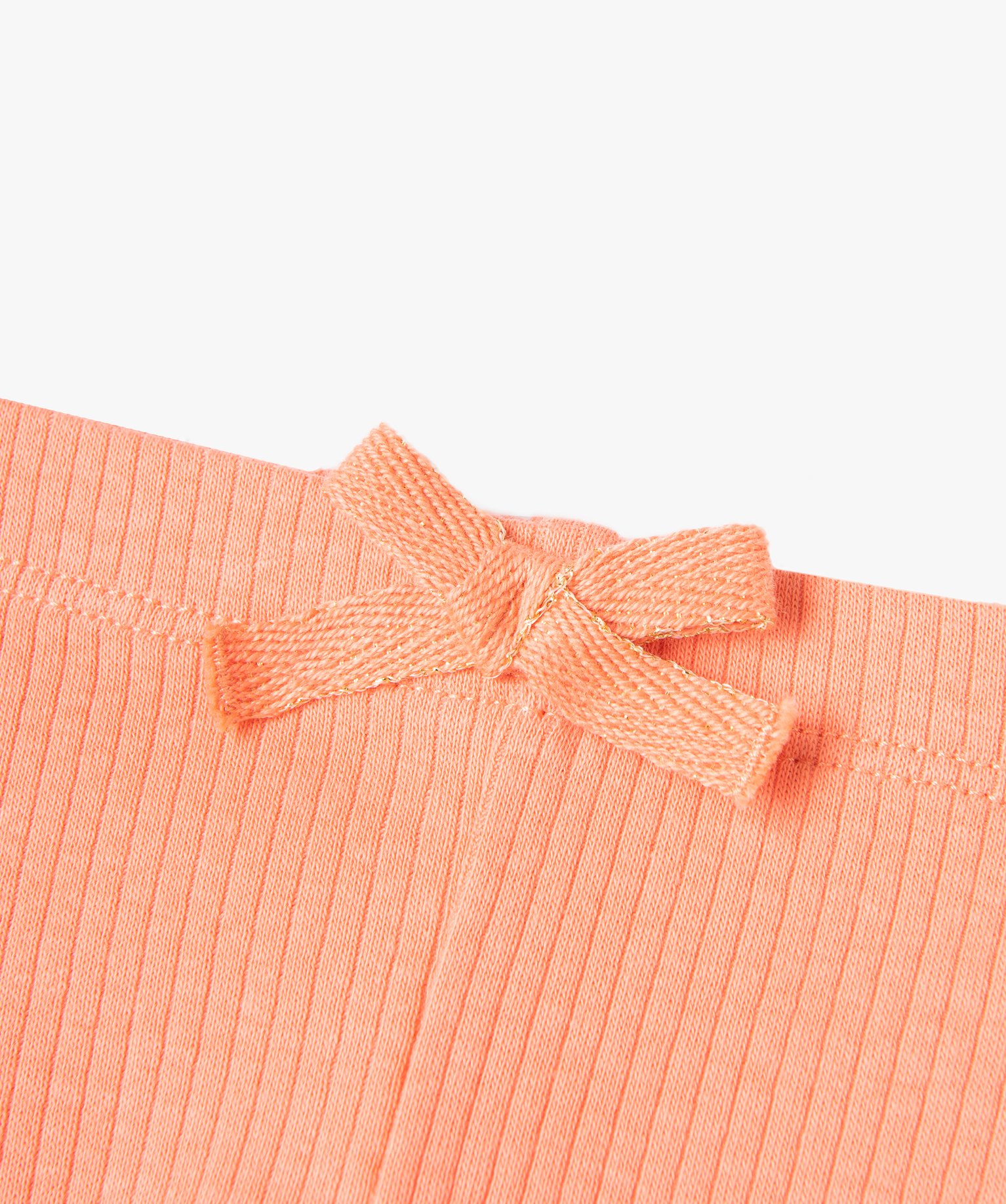 Legging fille à ctes et n?ud pailleté à la taille rose | GEMO