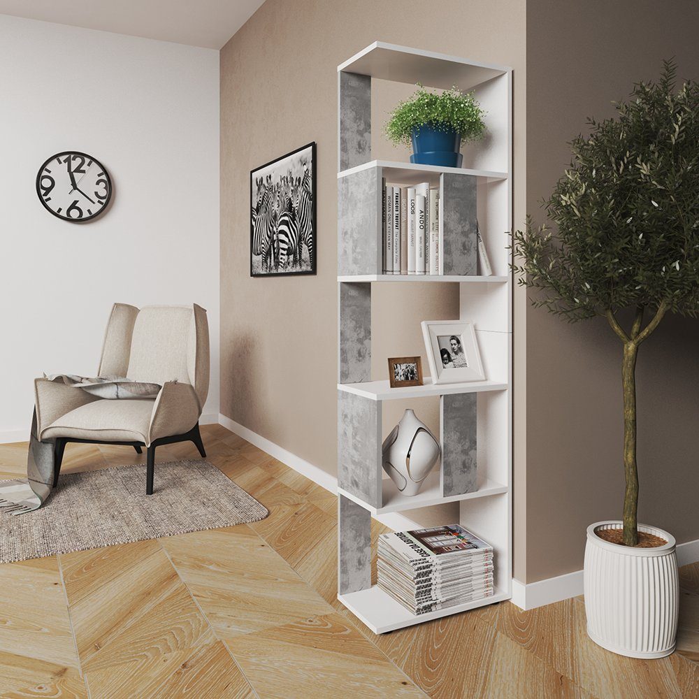 Vicco Raumteiler Bücherregal Standregal Klein Weiß Beton