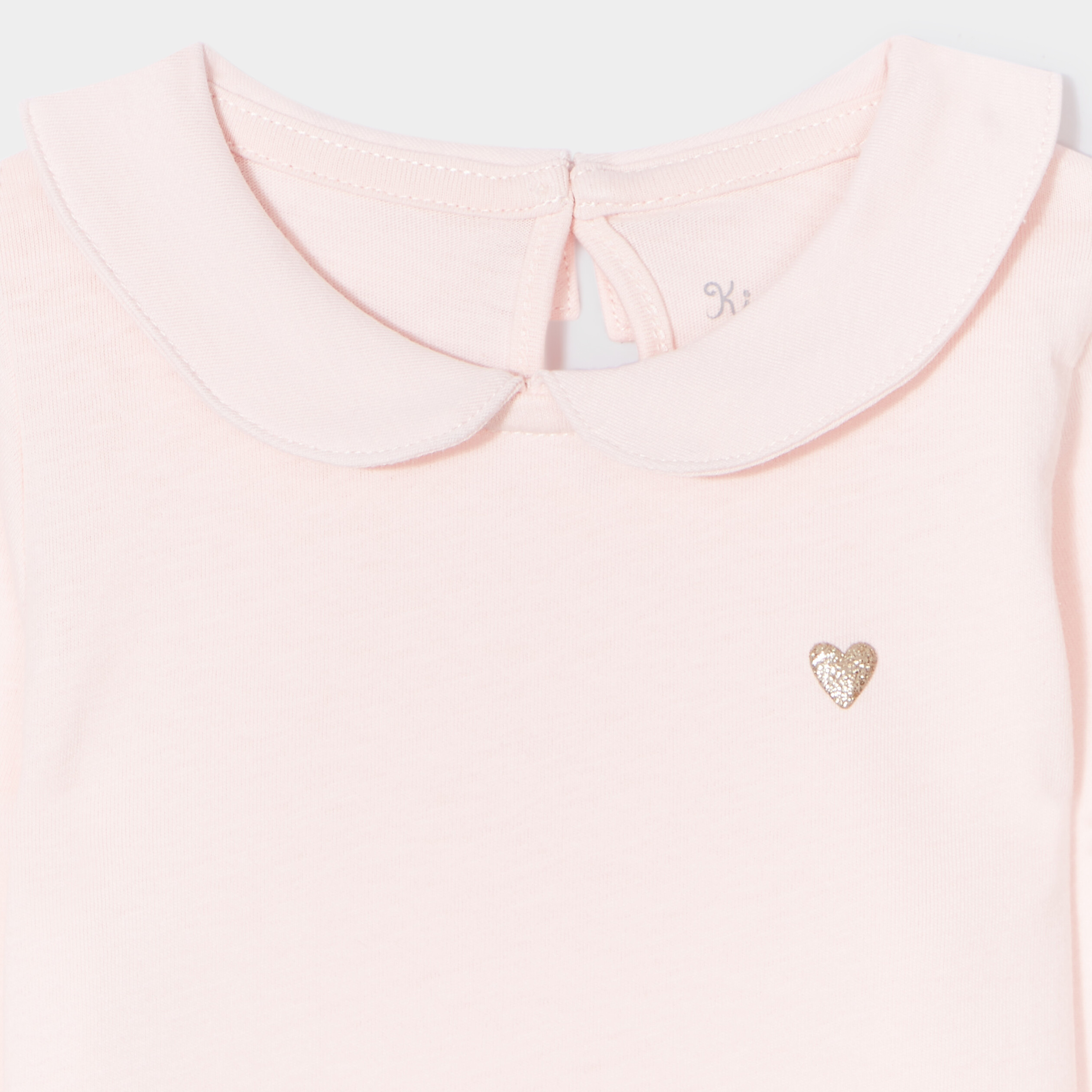 T-shirt col claudine coton rose clair bébé fille | La Halle