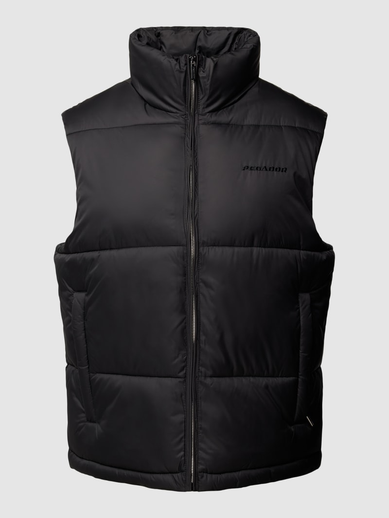 Steppweste mit Label-Stitching Modell 'LANDIN' in schwarz