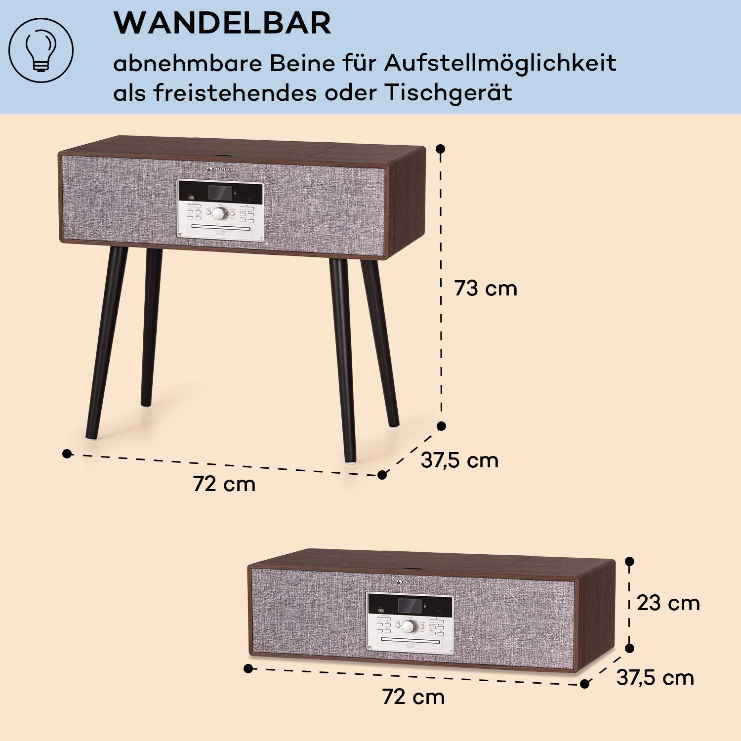 Auna Julie Ann Plattenspieler (Riemenantrieb, Bluetooth;CD, Schallplattenspieler mit Lautsprecher Radio Vinyl Plattenspieler)