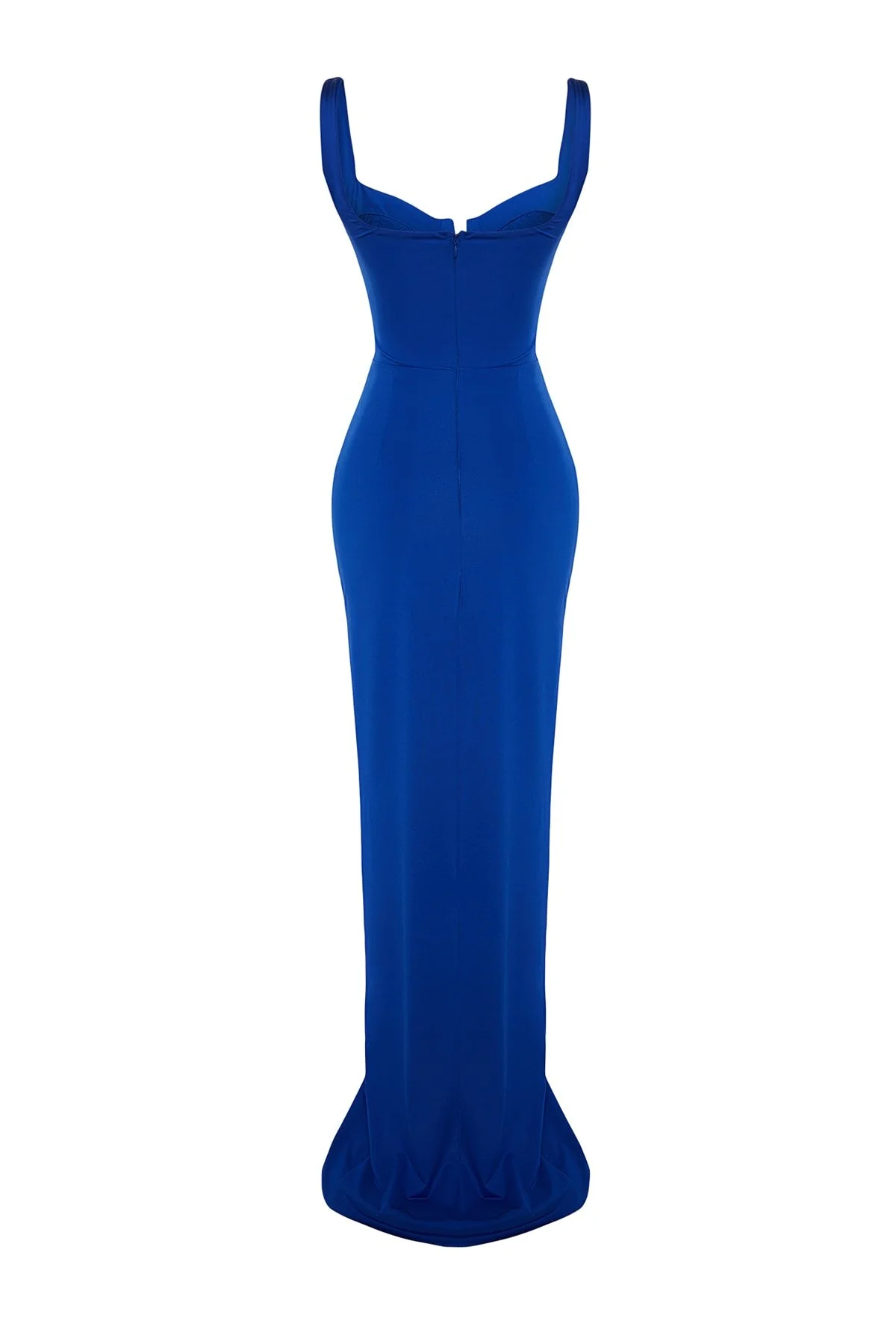 Trendyol Collection  X Zeynep Tosun Marineblaues, tailliertes Abend- und Abschlusskleid mit Ziernähten TCLSS23AE00010