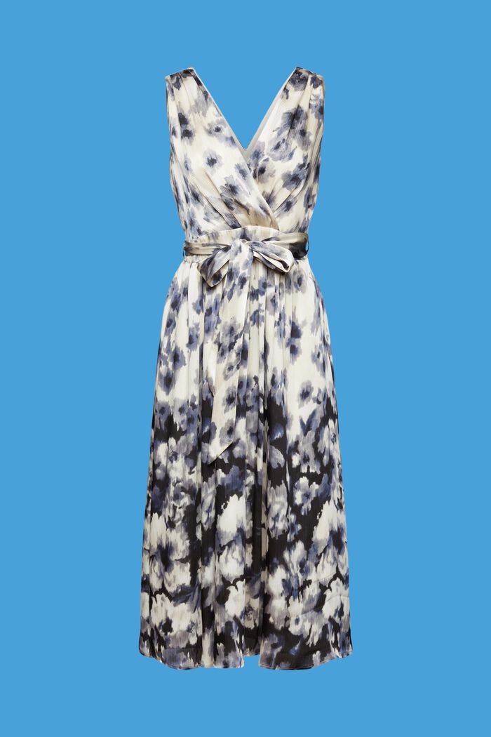 Midikleid aus Satin in Crinkle-Optik mit Blumenmuster