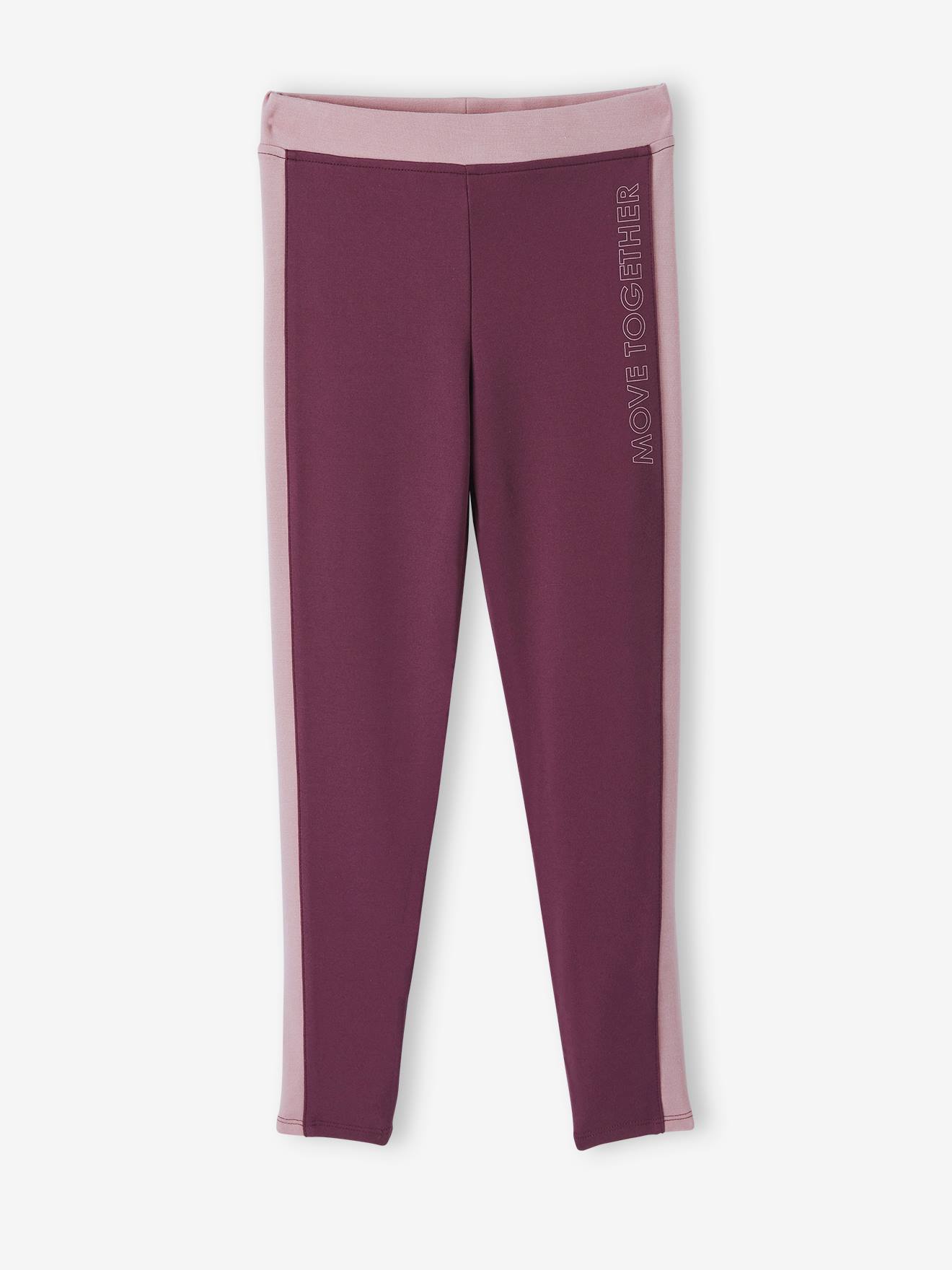 Legging de sport fille bandes côtes gris chiné