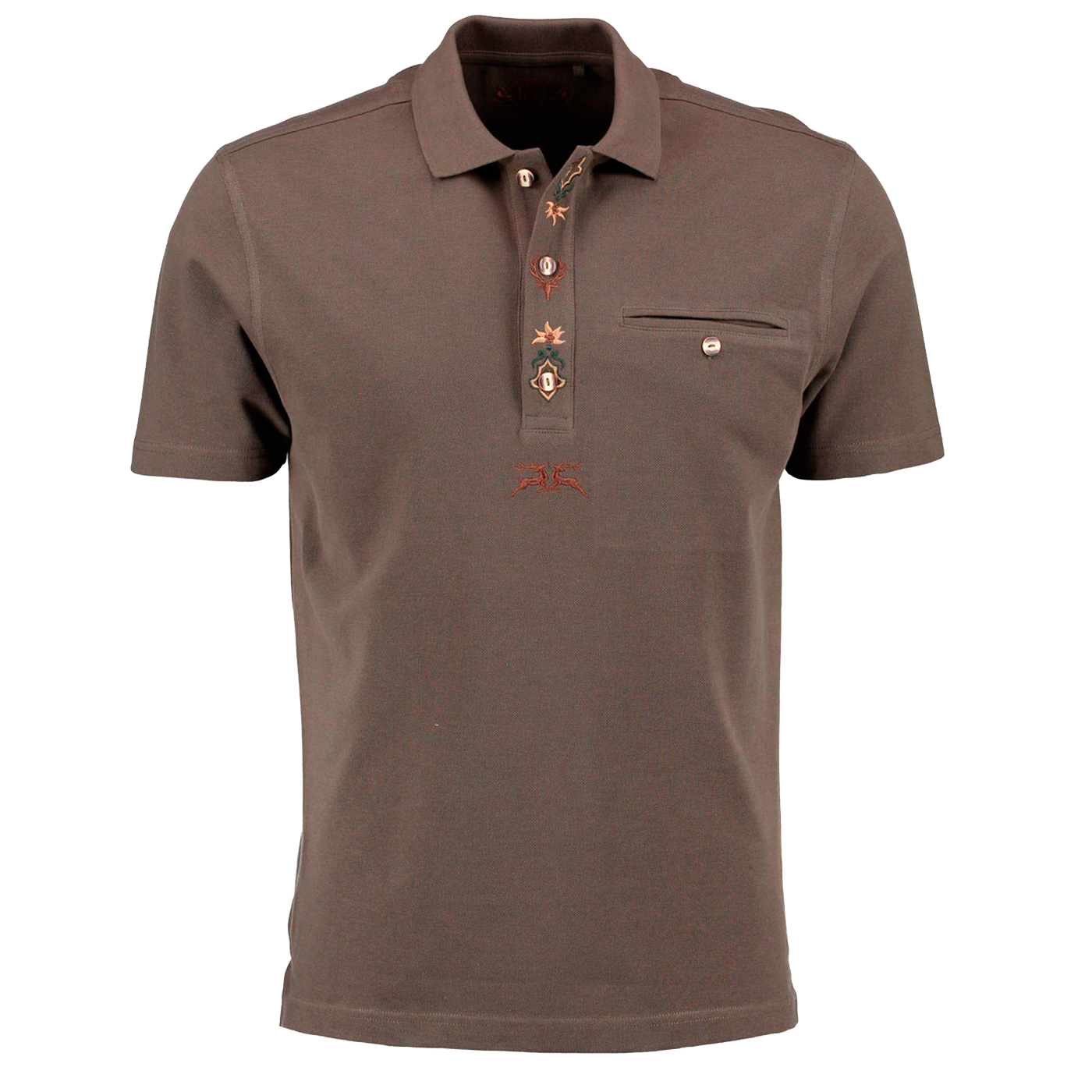 OS Trachten Herren Polo Shirt (braun)