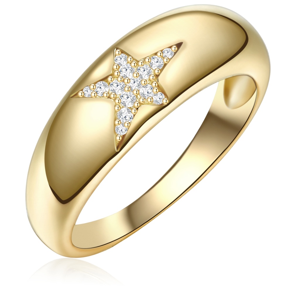 Glanzstücke München Bague en argent Étoilé Argent sterling Oxyde de zirconium (CZ) en Or jaune Bague