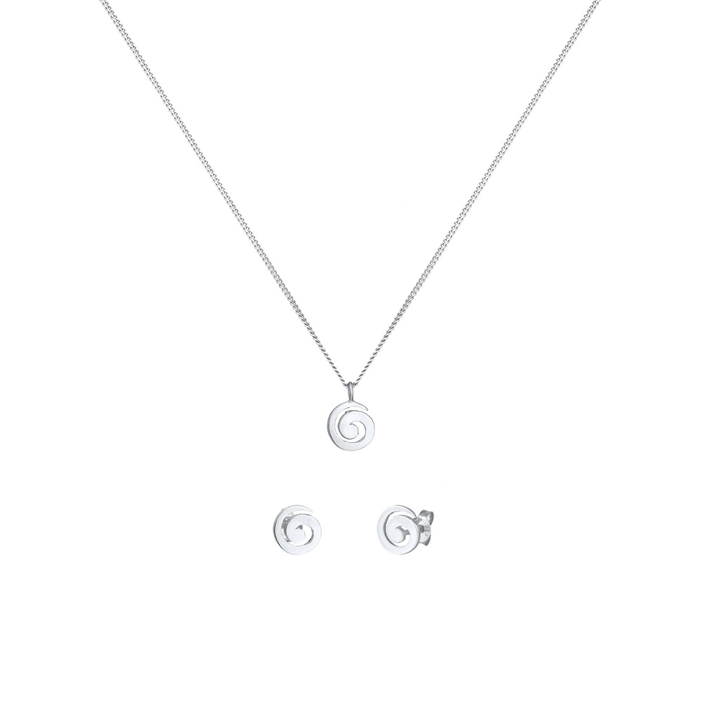 Elli Elli Ensemble de Bijoux Femmes Pendentif Spirale Basique Set Clous d'oreilles en  Bijoux