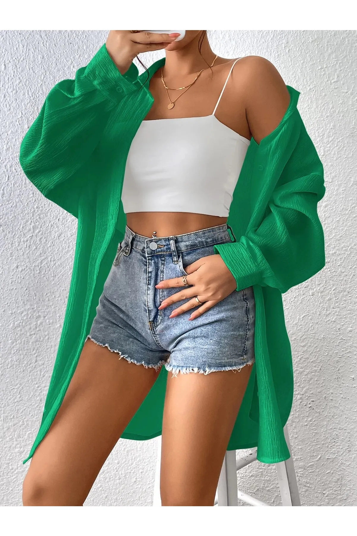 Know  Grünes Oversize-Langhemd für Damen