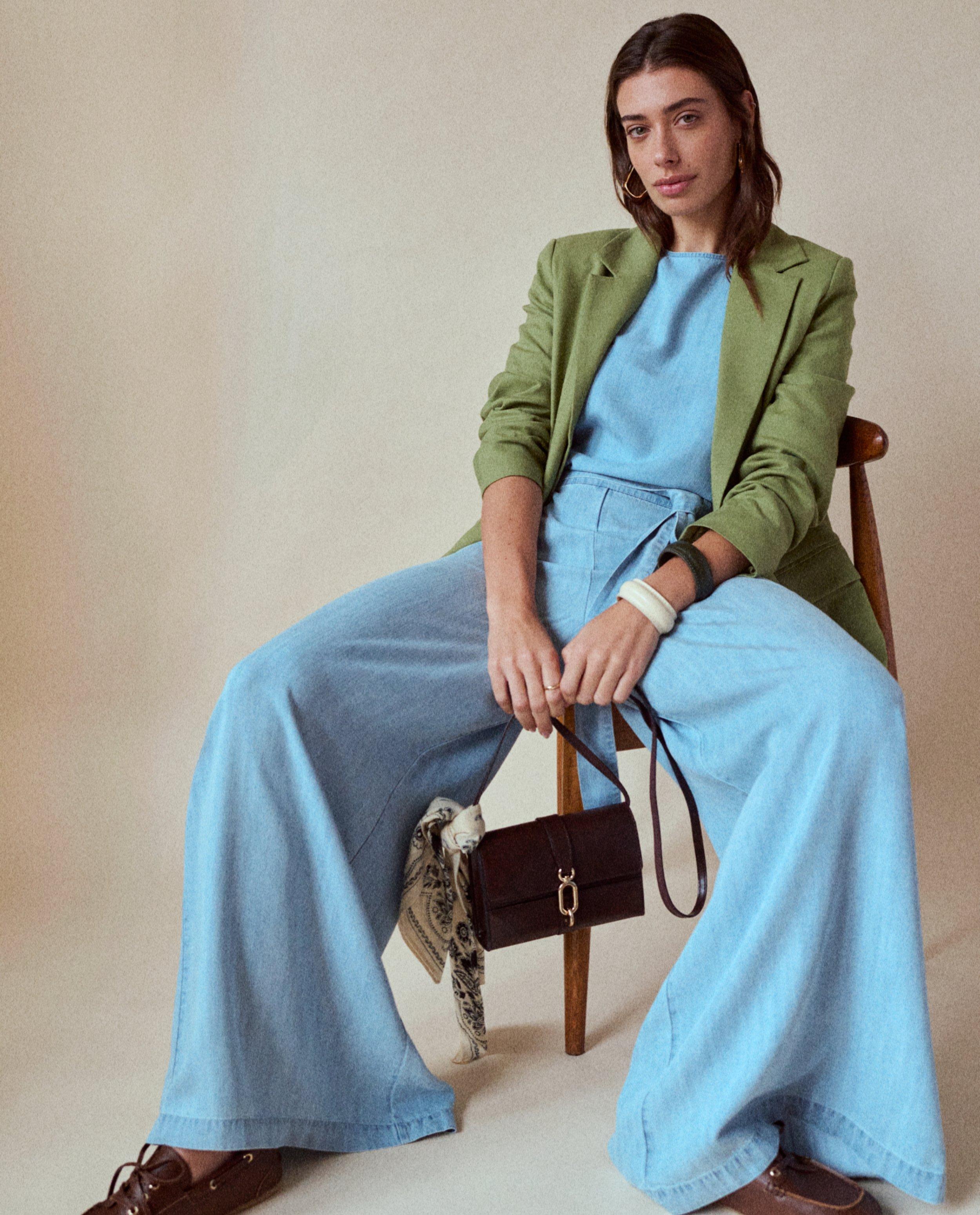 Pantaloni Thelma & Louise Blue, croială largă, albastru deschis