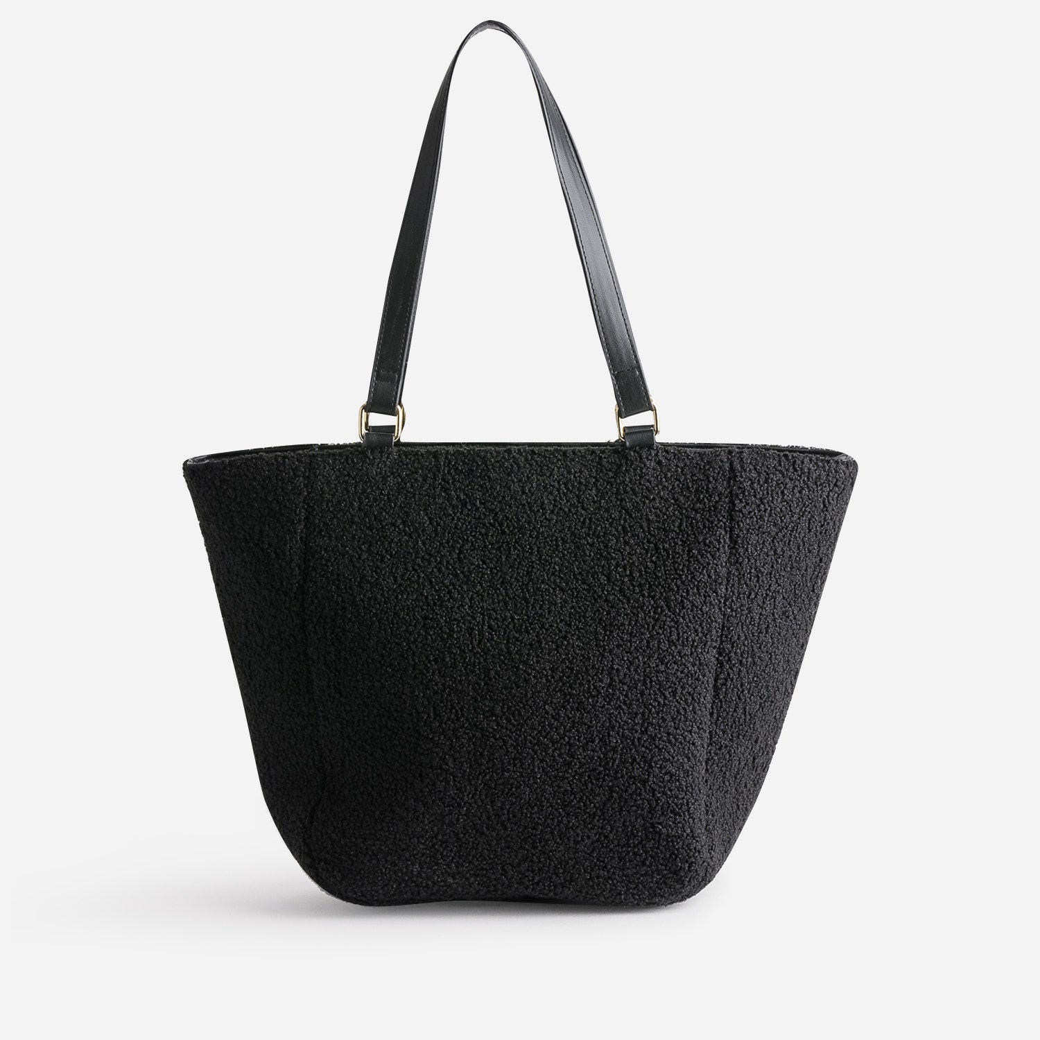 Sac cabas noir tissu Sherpa avec poche