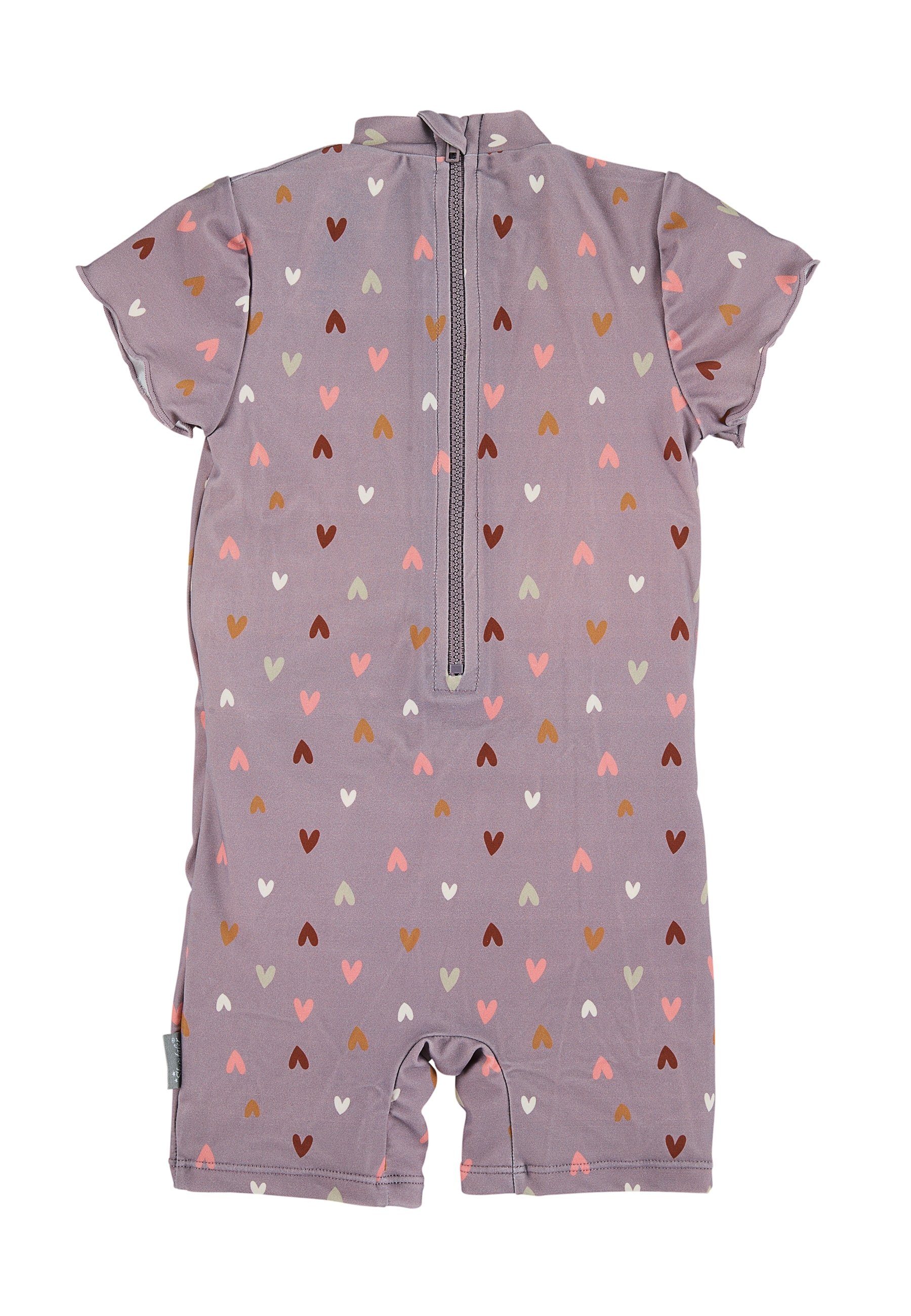Sterntaler® Badeanzug Schwimmanzug Herz (1-St., Kinderbadeanzug mit Flügelärmeln, Babyschwimmanzug gemustert) Schwimmanzug mit Reißverschluss und Stehkragen, Baby Badeanzug