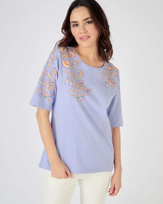 Tee-shirt imprimé placé floral