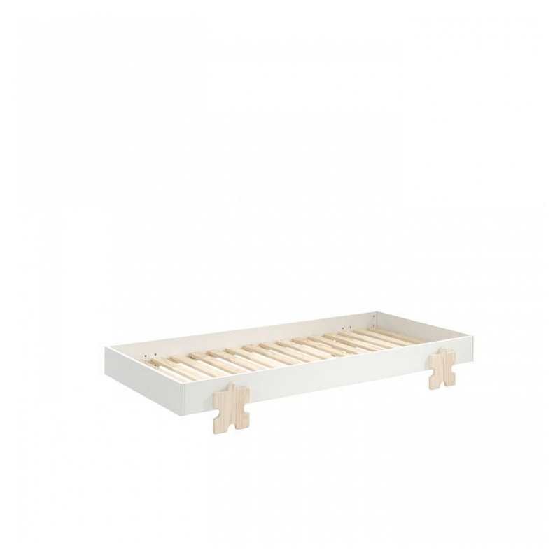2 lits empilables 90x200cm Modulo puzzle blanc