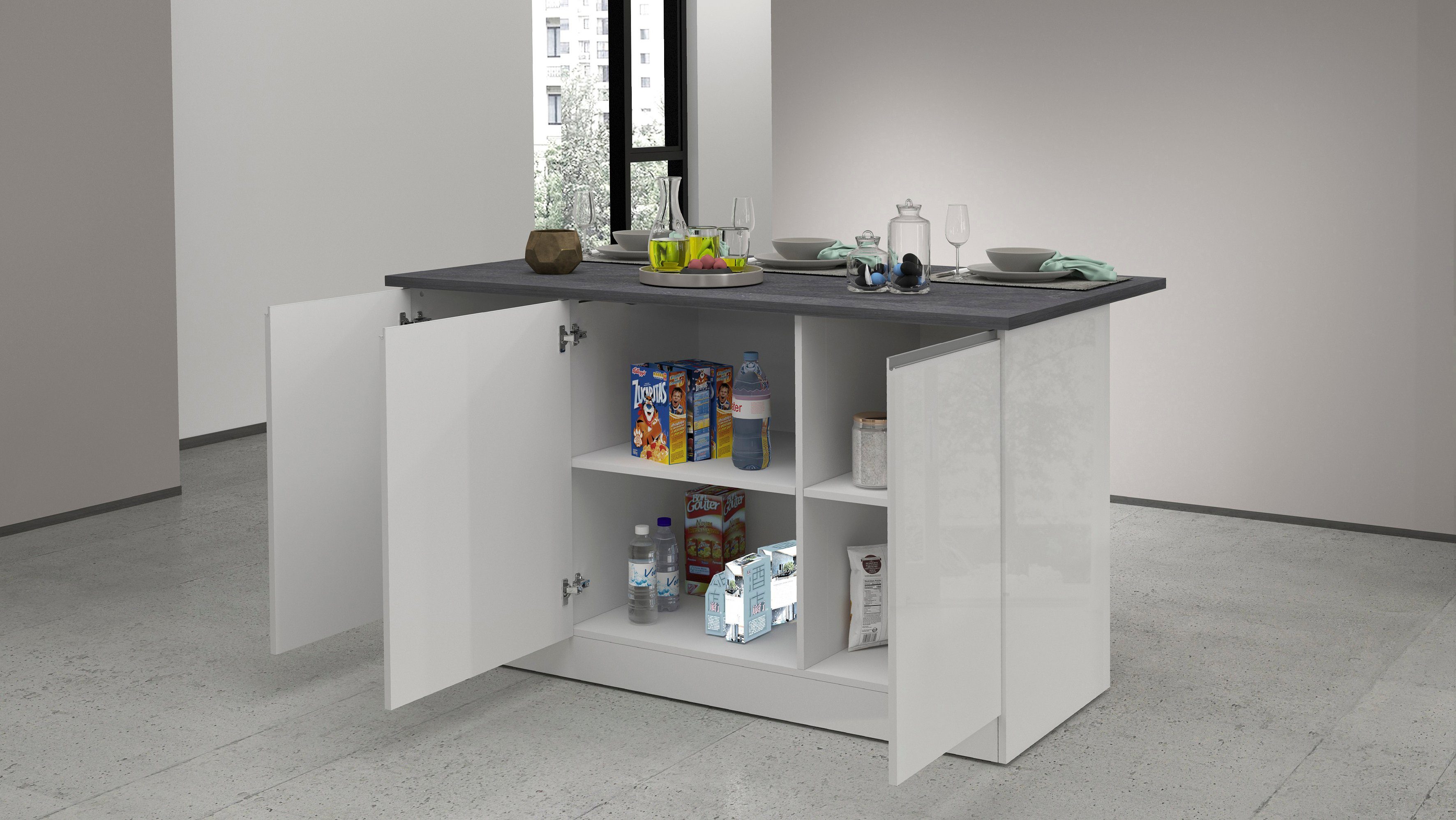 Tecnos Küche Sole, Kücheninsel, Breite 155 cm, 3 Türen