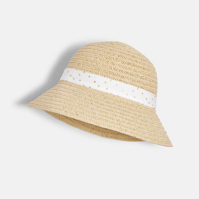 Chapeau de soleil forme cloche beige fille