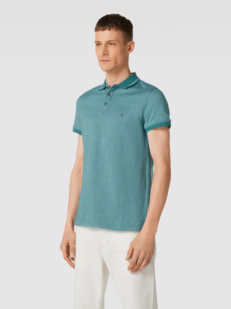 Poloshirt mit Logo-Stitching Modell 'PRETWIST' in petrol
