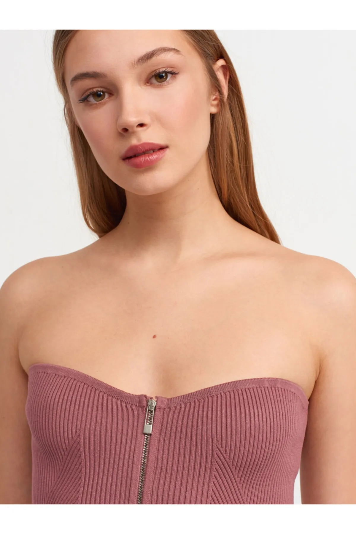Dilvin  Damen-Bustier mit Reißverschluss in Rosa