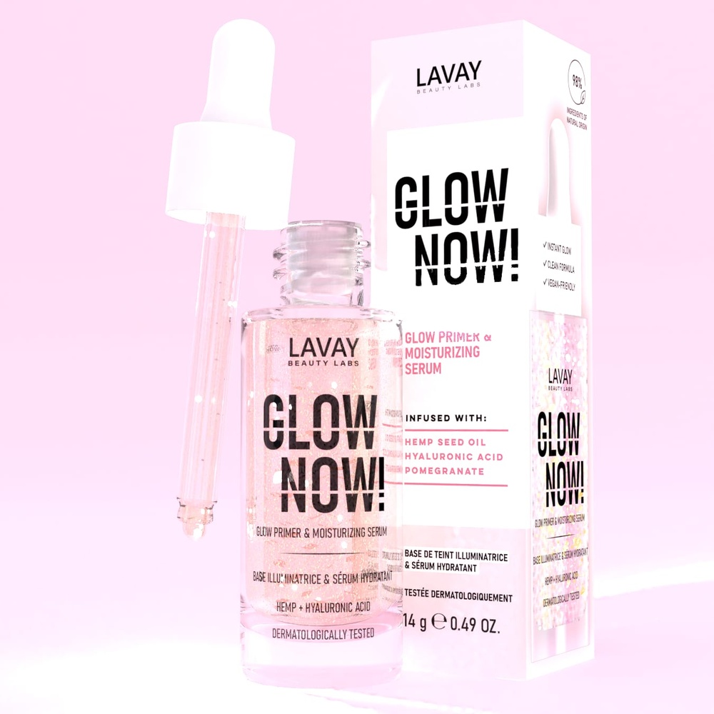 Lavay Paris Glow Now! - Base de teint illuminatrice& Sérum hydratant Base de maquillage & Soin