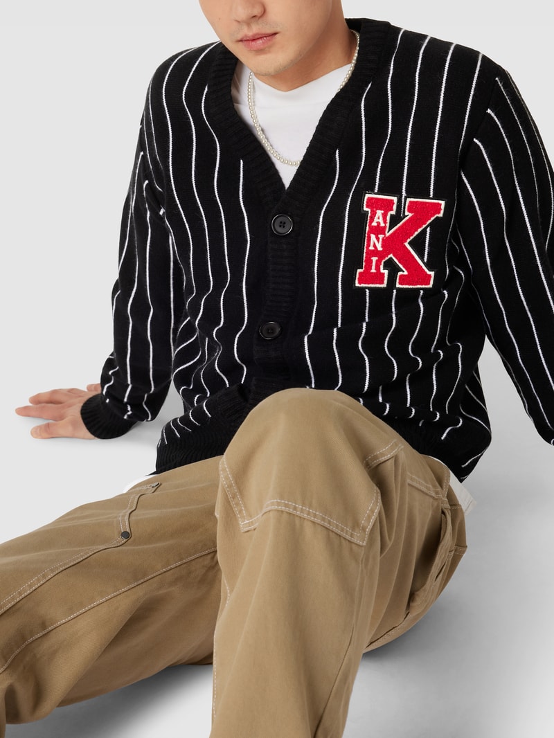Cardigan mit Streifenmuster Modell 'KK Retro' in black
