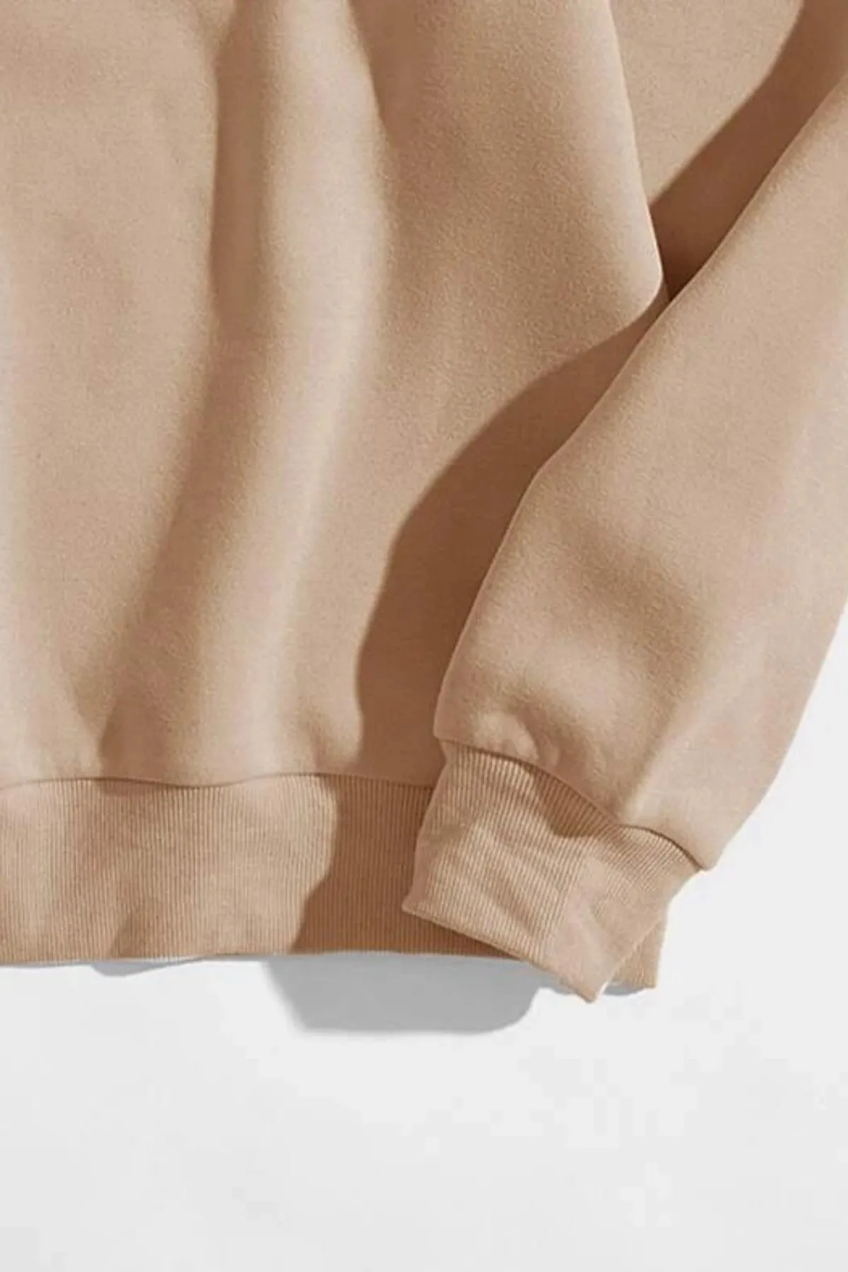 MODAGEN  Unisex-Sweatshirt in Beige, einfarbig, Rundhalsausschnitt, Oversize-Sweatshirt