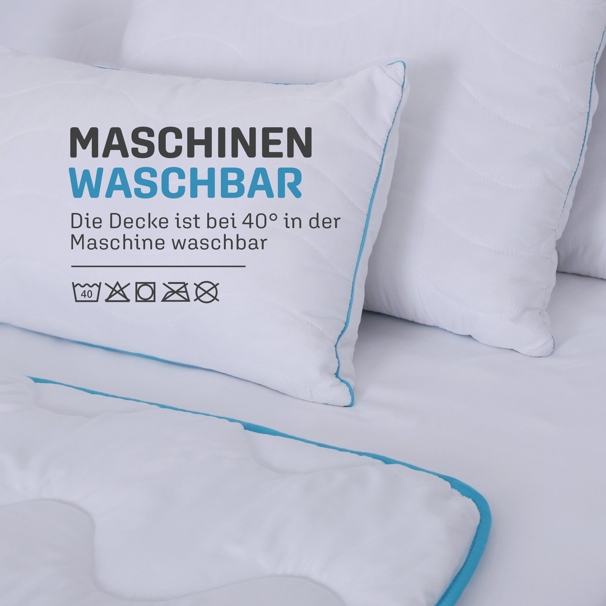 4-Jahreszeitenbett + Kopfkissen, Enris Ganzjahres-Bettdecke, 40x80 / 80x80 Kissen, Bestlivings, Füllung: Polyester, Vierjahreszeitendecke - Schlafdecke für Sommer und Winter
