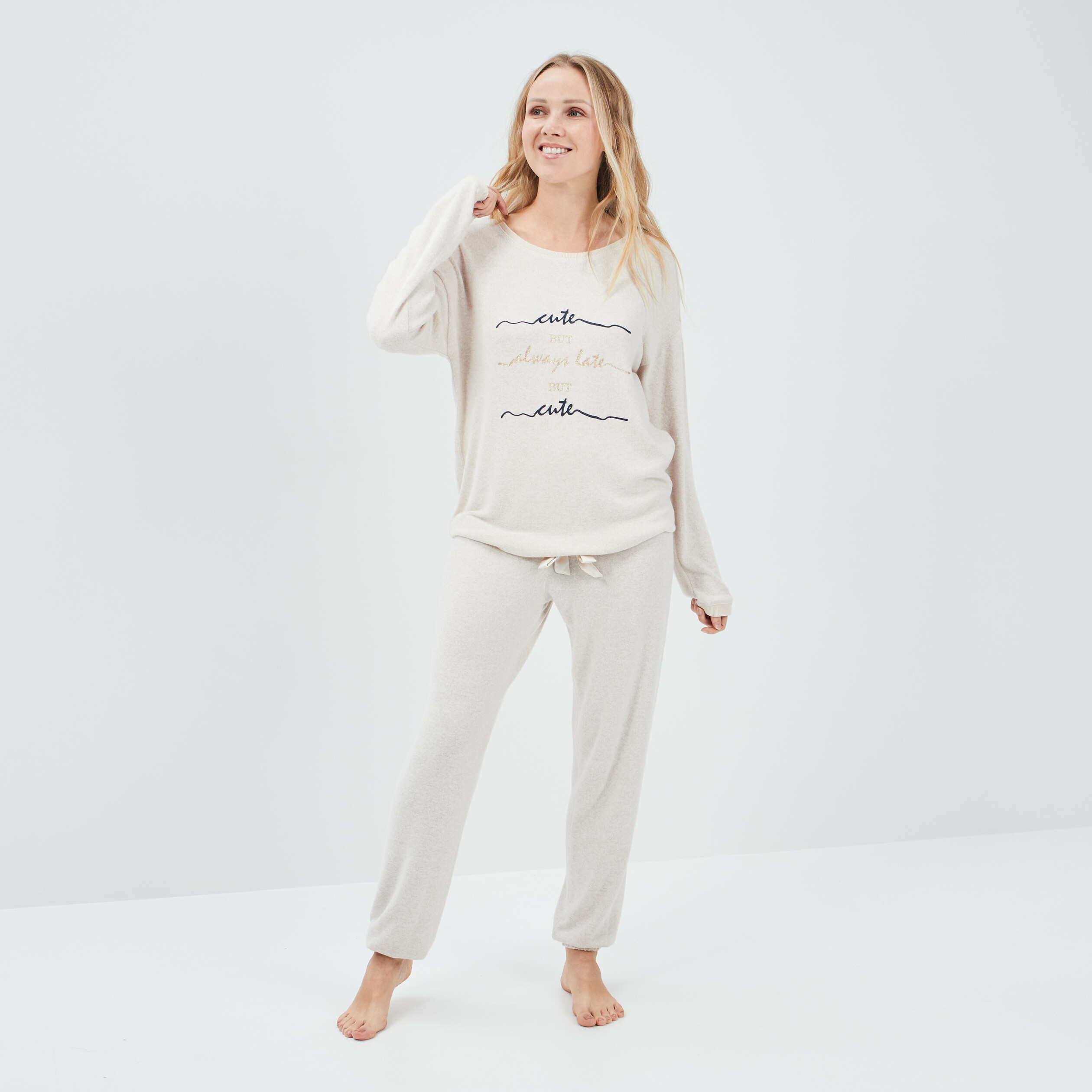 Ensemble pyjama 2 pièces ivoire femme | La Halle