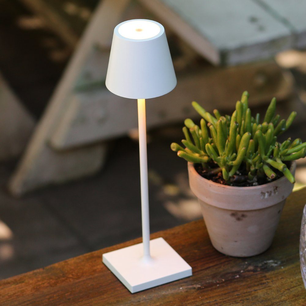 Zafferano LED Tischleuchte LED Akku Tischleuchte Poldina Micro in Weiß 1,8W 142lm IP65, keine Angabe, Leuchtmittel enthalten: Ja, fest verbaut, LED, warmweiss, Tischleuchte, Nachttischlampe, Tischlampe