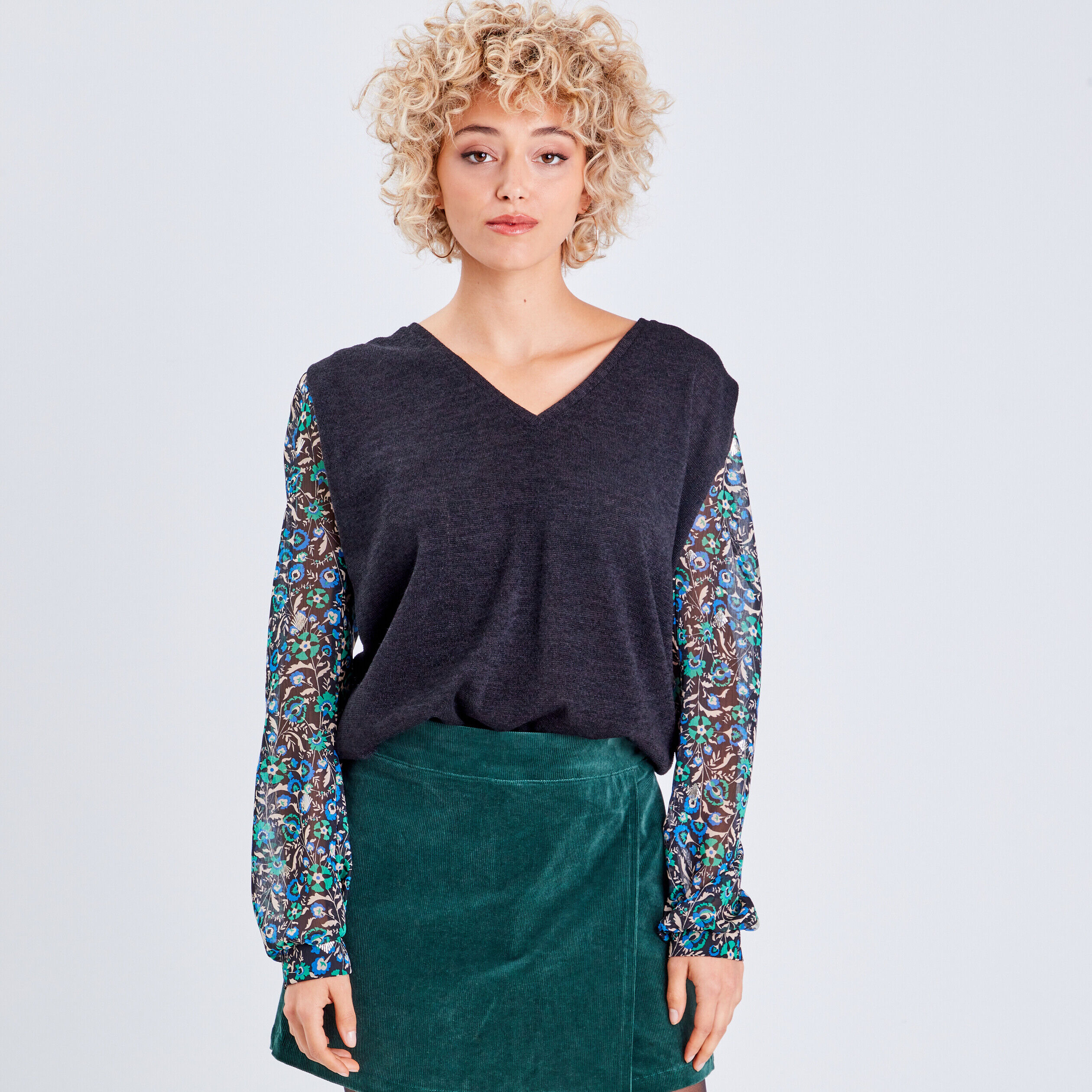 T-shirt manches longues noir femme | Cache Cache