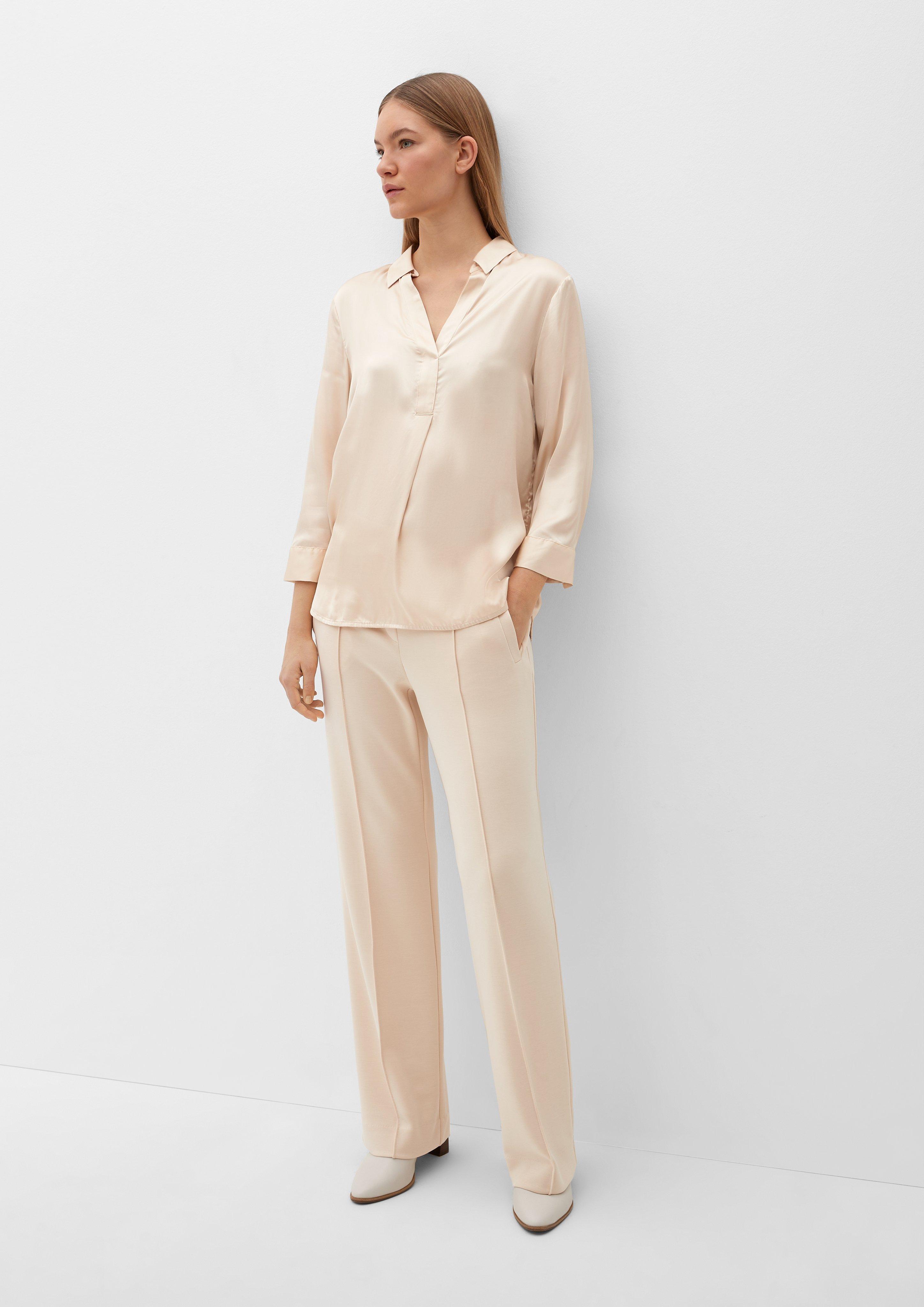 Viskosebluse mit Polokragen  2129232-1027