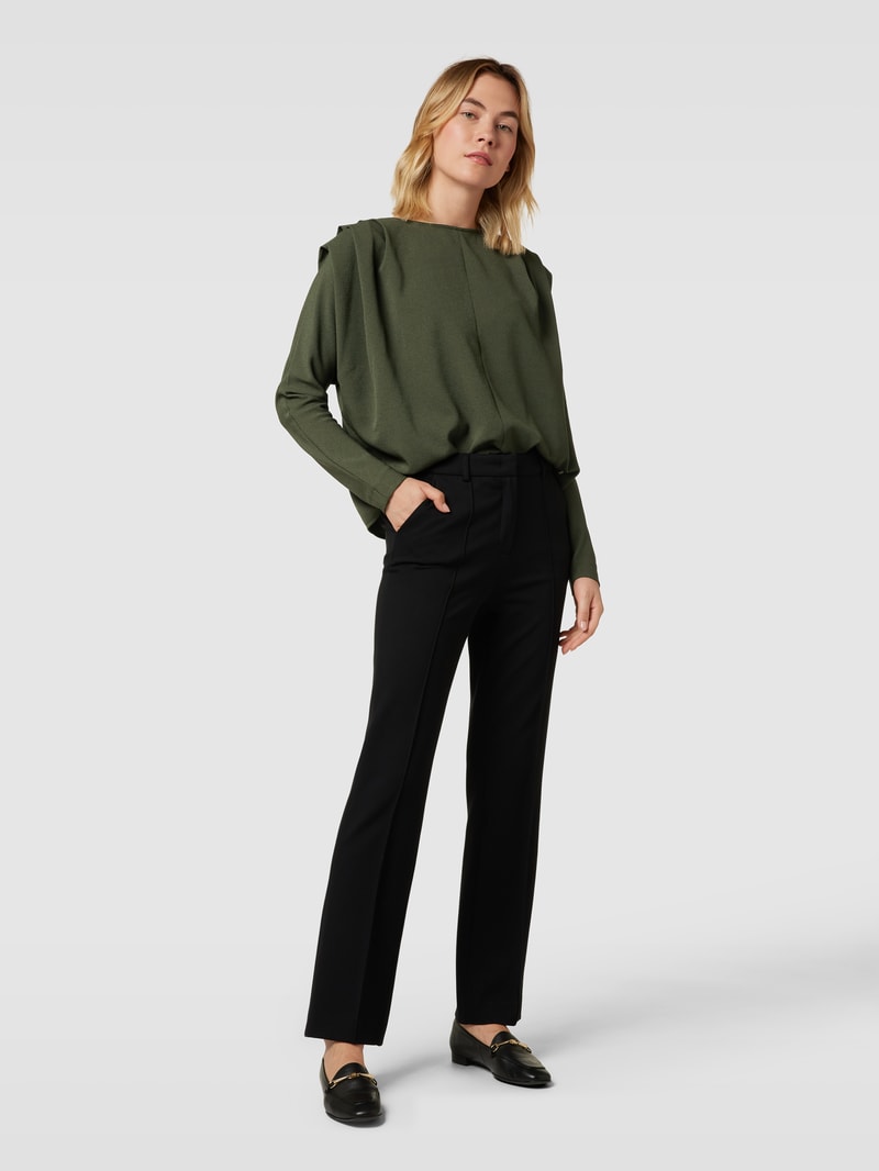 Bluse mit gelegten Falten Modell 'CALLA MOSS' in dunkelgrün