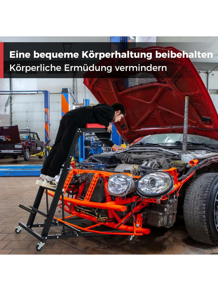 COSTWAY Werkstatthocker mit Leiter Höhenverstellbar in Schwarz günstig kaufen onesize