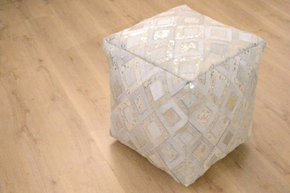 Kayoom Spark Pouf 100 Grau / Silber 45cm x 45cm