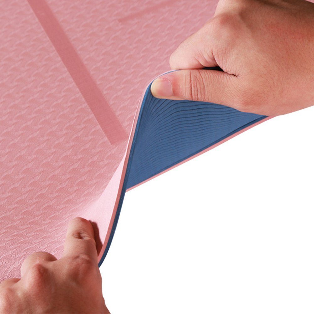 SCOSPORT Yogamatte Yogamatte rutschfest Schadstofffrei (Yogamatten Gymnastikmatte, Sportmatte, 1-St., Fitnessmatte, Jogamatte), Yoga Matte mit Ausrichtungslinien für die Körperhaltung