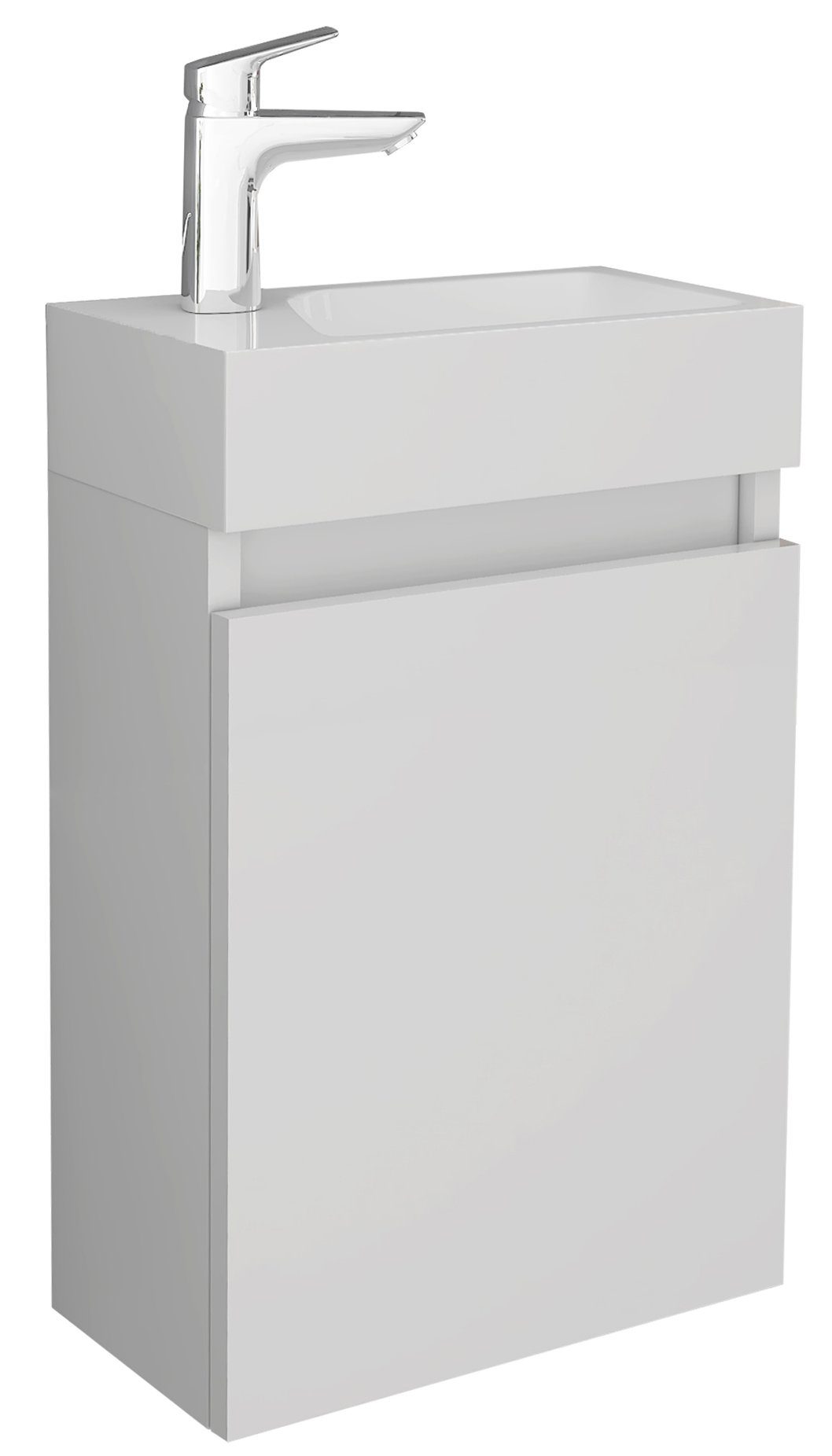 Alpenberger Badmöbel-Set - Gäste-WC Badmöbel Waschbecken & vormontierter Unterschrank, (Komplett-Set, 2-St., Badezimmermöbel Set Weiß Hochglanz), Waschbeckenunterschrank Weiß mit Soft-Close, Waschplatz pflegeleicht