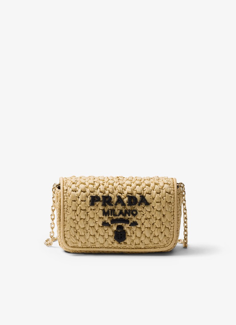 Sac bandoulière Prada en raphia avec logo