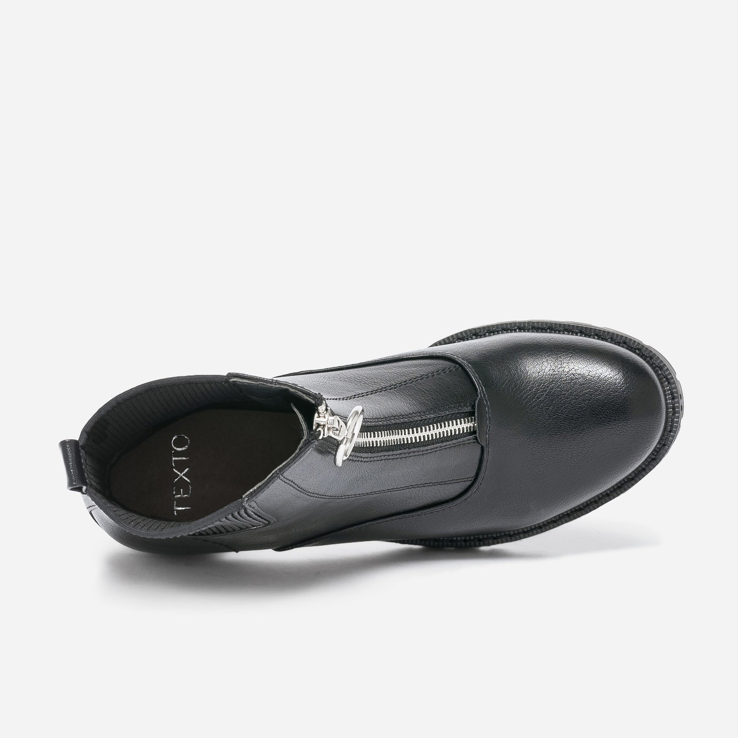 Boots TEXTO noir zippé à talon