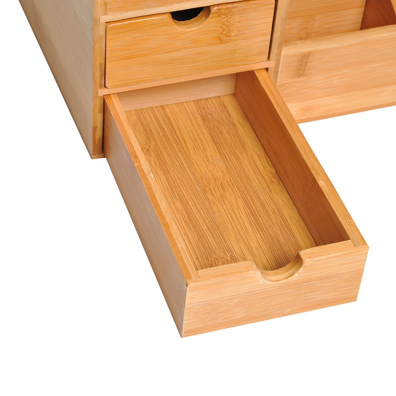 HOMCOM Schreibtischorganizer Aufbewahrungsbox Büro Box Organisation 2 Schubladen Natur L33 x B20,5 x H15,5 cm