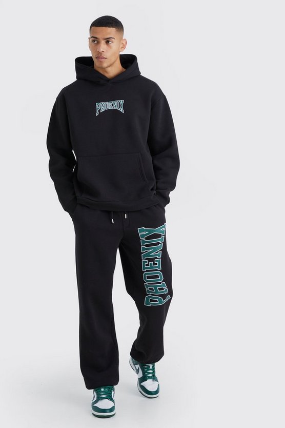 Oversize Trainingsanzug mit Phoenix Print und Kapuze