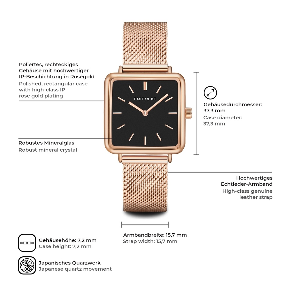 EASTSIDE Montre à quartz Grand en Or rose Acier inoxydable en Or rose Montre