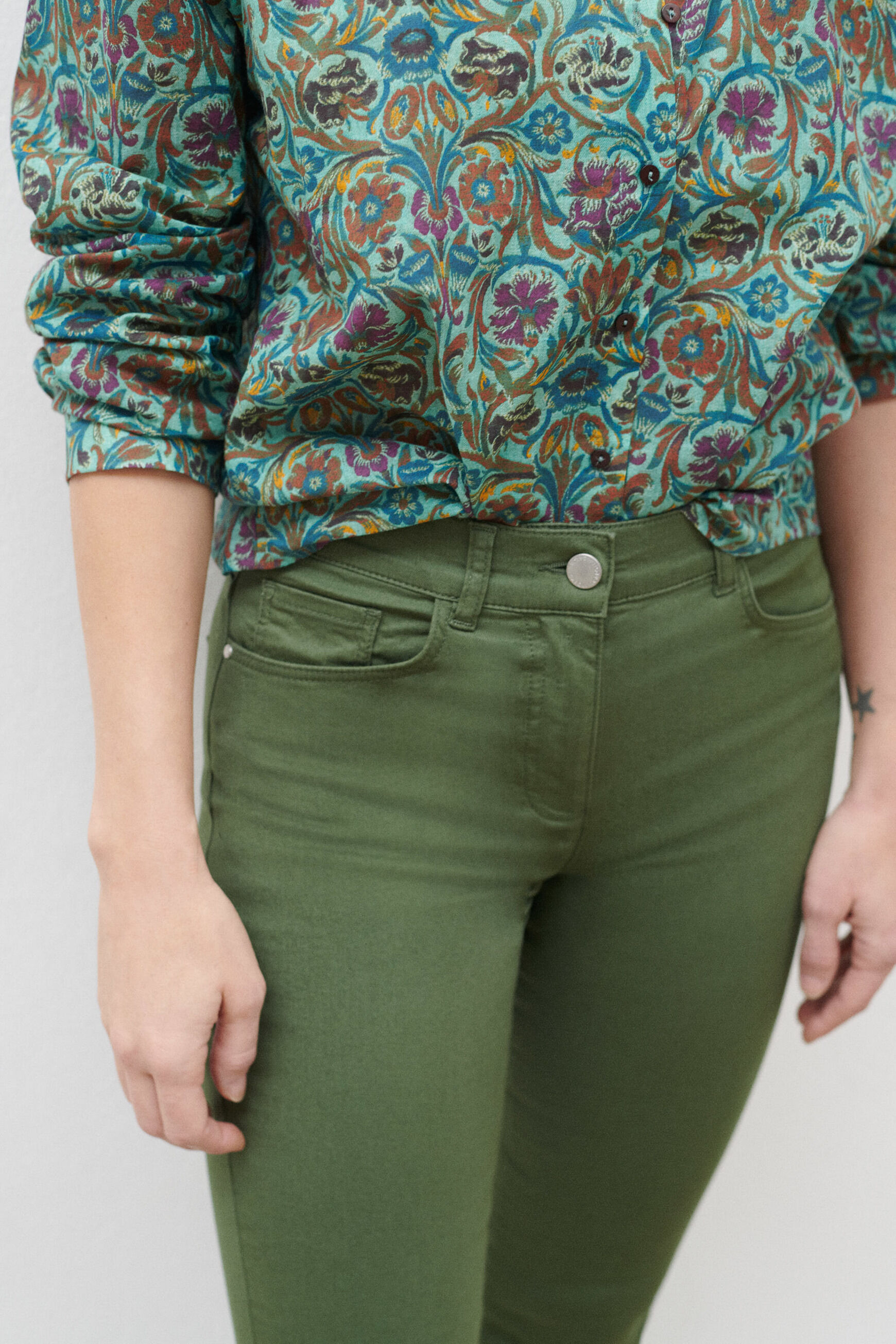 pantalon craig vert kaki femme